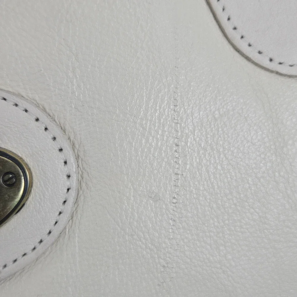 Vintage Etienne Aigner Cream Leather Satchel Crossbody Bag Top Handle VGC
